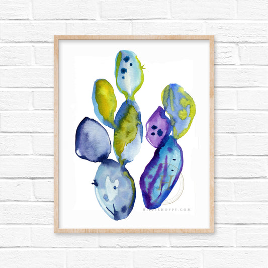 Abstract Cactus Watercolor Painting