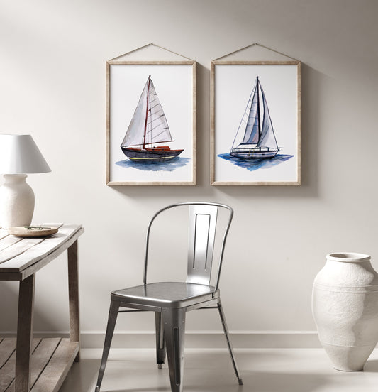 2 Sailboat Painting Nautical Decor Coastal Paintings